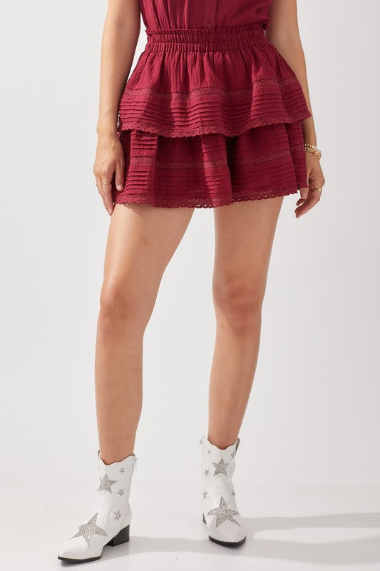 Maroon hotsell ruffle skirt