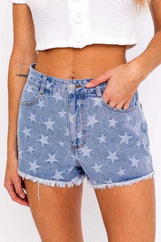 Denim shorts with on sale stars